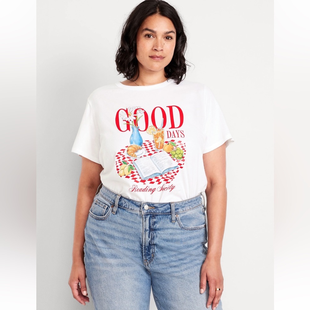 Old Navy White Graphic Tee - Good Days